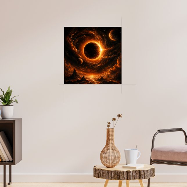 Arte Espacial para Parede com Eclipse, Impressão d (Sala de Estar 3)