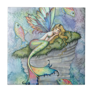 Arte Fantasia de Sereia Colorida e Peixe Carpa