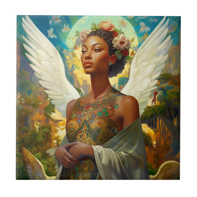 Arte Fantástica de Anjo Afro-Americano (Frente)