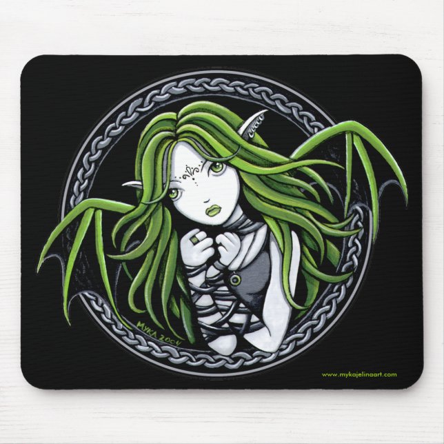 Arte feericamente Mousepad do bastão verde gótico (Frente)