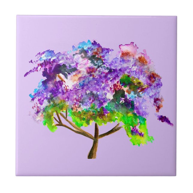 Arte fina de aquarela púrpura jacaranda (Frente)