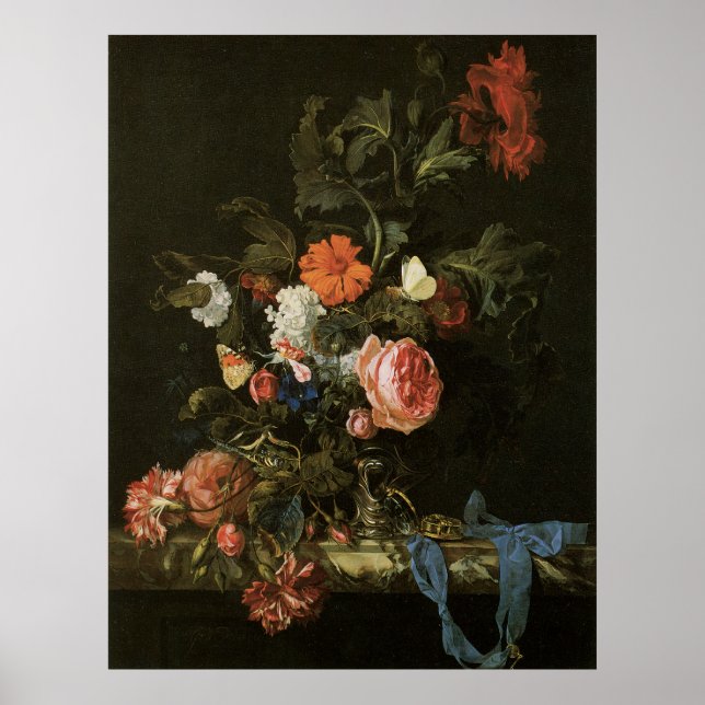 Arte fina Floral com Rosa Poster (Frente)