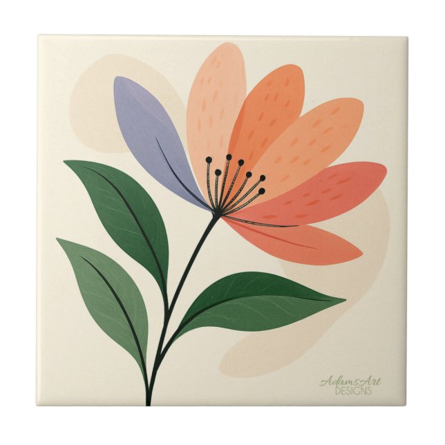 Arte Floral Abstrata Botânica Moderna (Frente)