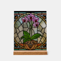 Arte Floral Art Nouveau em Acrílico Vidro Pintado 