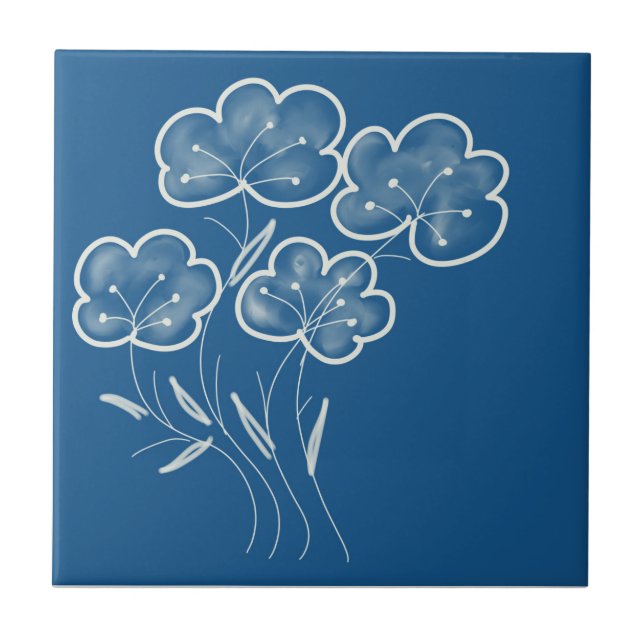 Arte Floral Azul Elegante (Frente)