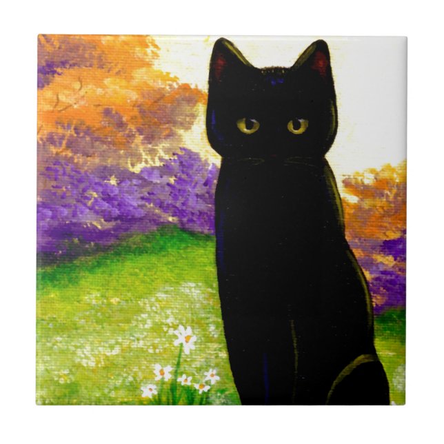 Arte floral bonita Creationarts do gato preto (Frente)
