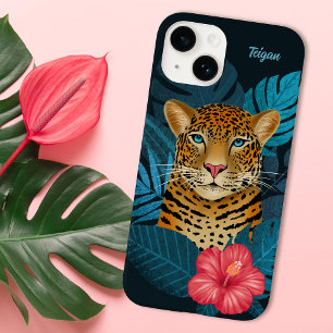 Arte Floral bonito de Leopardo-da-Selva   Azul   N