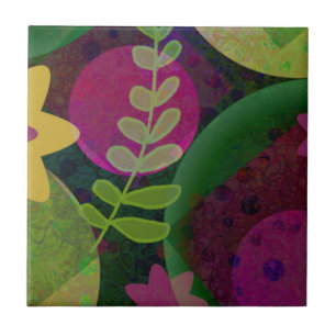 Arte Floral Botânica Abstrata Moderna Colorida