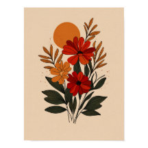 Arte Floral Botânica Moderna em Poster para Parede