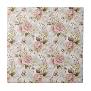 Arte Floral Botânico de Peônia Rosa e Salva