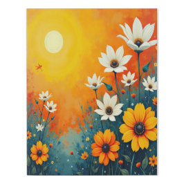 Arte Floral Brilhante Amarelo-Amarelo-Canvas