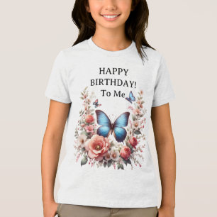 Arte Floral de Borboleta Azul Personalizável-96279