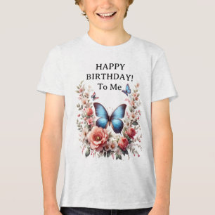 Arte Floral de Borboleta Azul Personalizável-96279