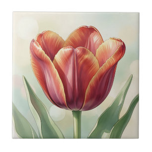 Arte Floral de Tulipa Vermelha Vibrante