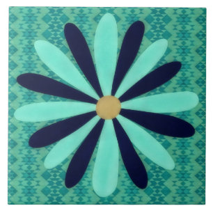 Arte Floral Decorativa no Estilo Sudoeste Azul Águ