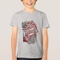Arte Floral do Dragão Vermelho Japonês