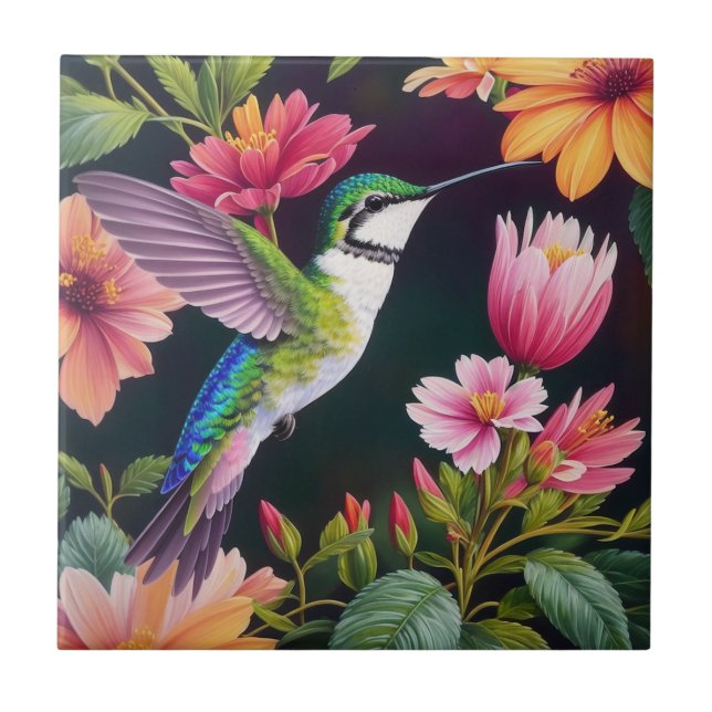Arte Floral Multicolor Hummingbird (Frente)