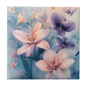 Arte Floral Pastel Sonhadora com Lírios e Flores S