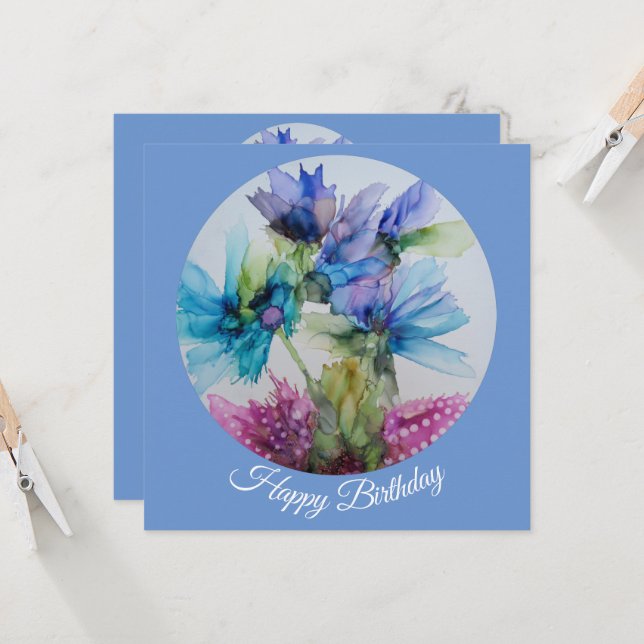 Arte Floral Verde Cor-de-Rosa Púrpura e Verde Colo (Frente/Verso In Situ)