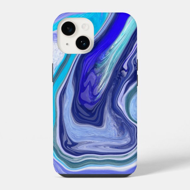 Arte fluida abstrata de mármore azul e branco (Verso)