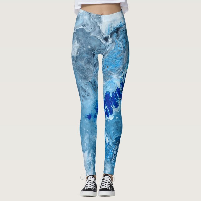 Arte fluida abstrato azul nº 01 leggings (Frente)
