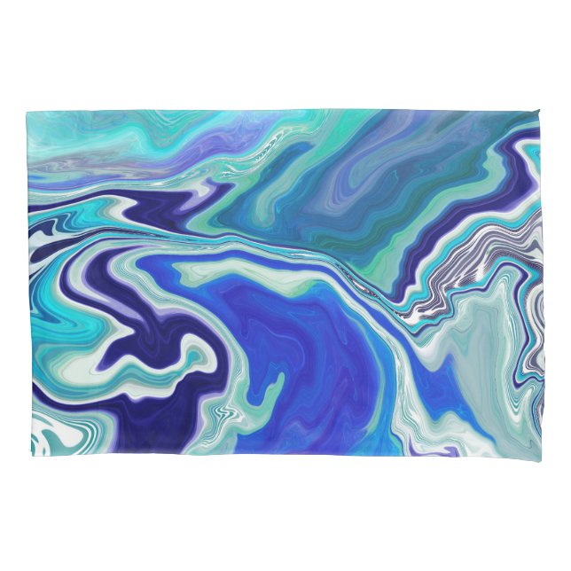 Arte Fluida Real Azul e Branco Marble Waves (Frente-Esquerda)