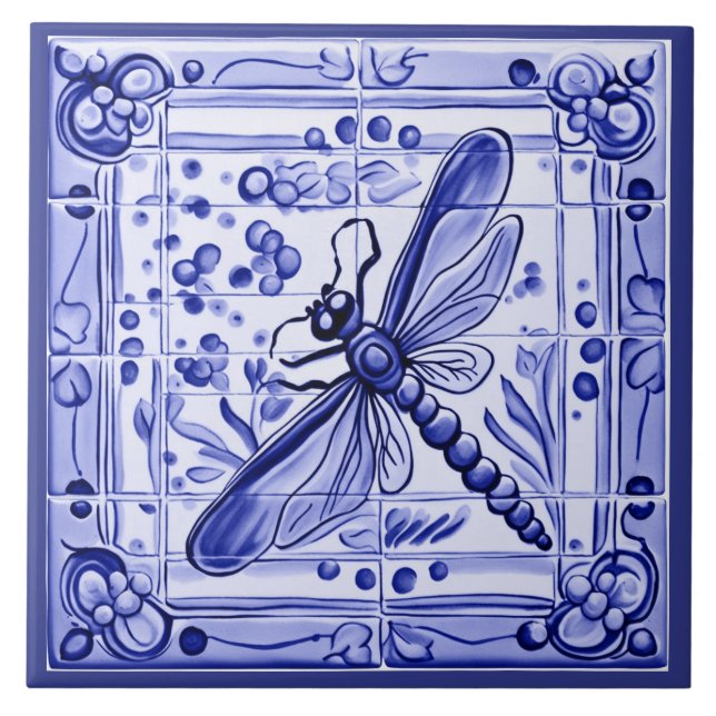 Arte Foliar Mediterrânica de Dragonfly Azul e Bran (Frente)