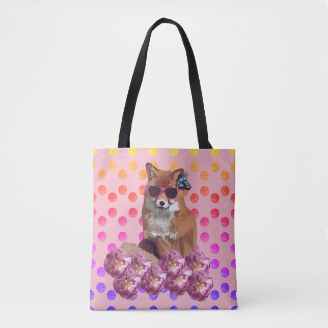 Arte Fox e pontos Tote Bag (Frente)