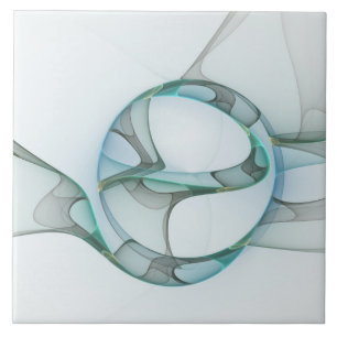 Arte Fracional Abstrata Moderna Azul Turquesa Cinz