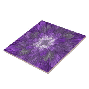 Arte fractal abstrata de flor roxa psicodélica