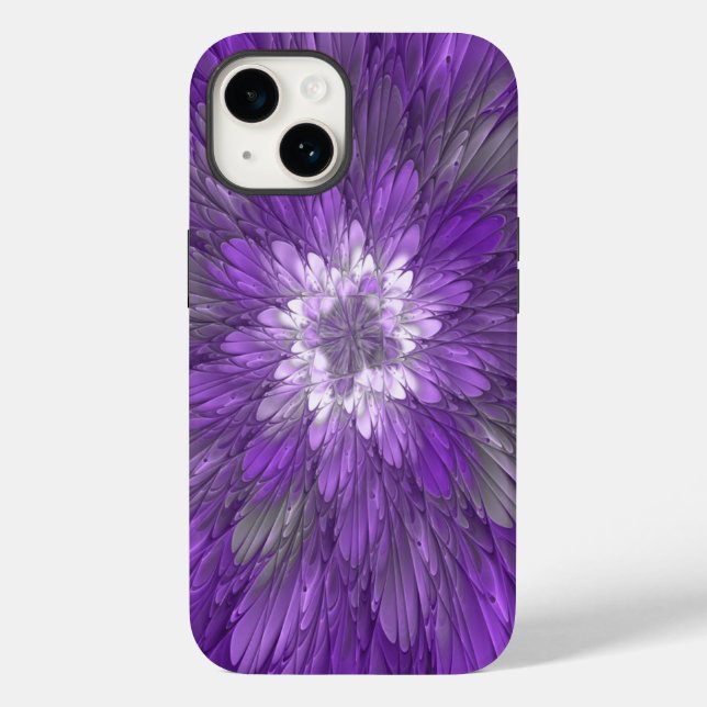 Arte fractal abstrata de flor roxa psicodélica (Verso)