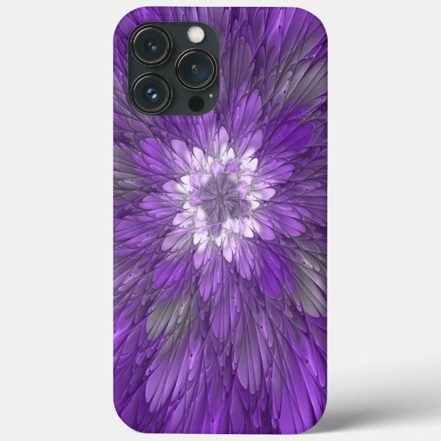 Arte fractal abstrata de flor roxa psicodélica (Verso)