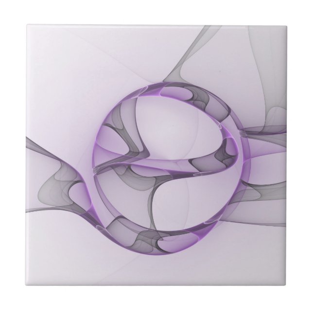 Arte Fractal Abstrata Moderna Lavanda Cinza (Frente)
