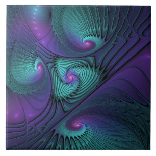 Arte Fractal Abstrata Moderna Roxo Encontra Turque