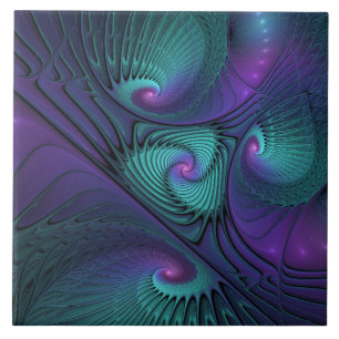 Arte Fractal Abstrata Moderna Roxo Encontra Turque