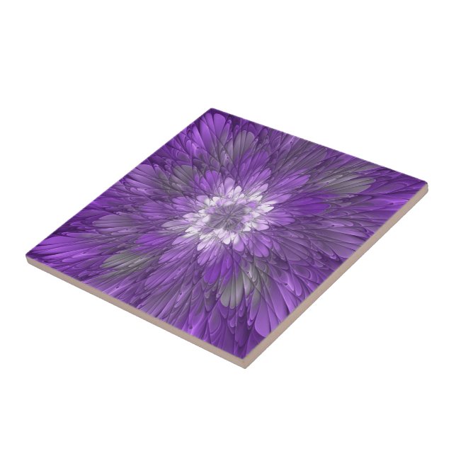 Arte Fractal Abstrato de Flor Roxo Psicodélico (Lateral)