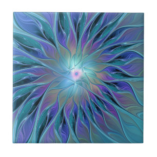 Arte Fractal Abstrato de Sonho Roxo Azul
