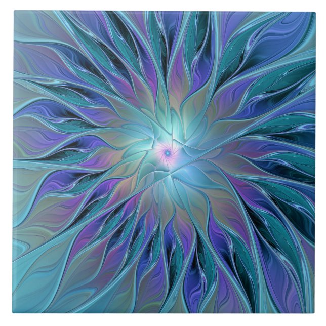 Arte Fractal Abstrato de Sonho Roxo Azul (Frente)