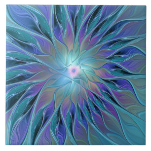Arte Fractal Abstrato de Sonho Roxo Azul