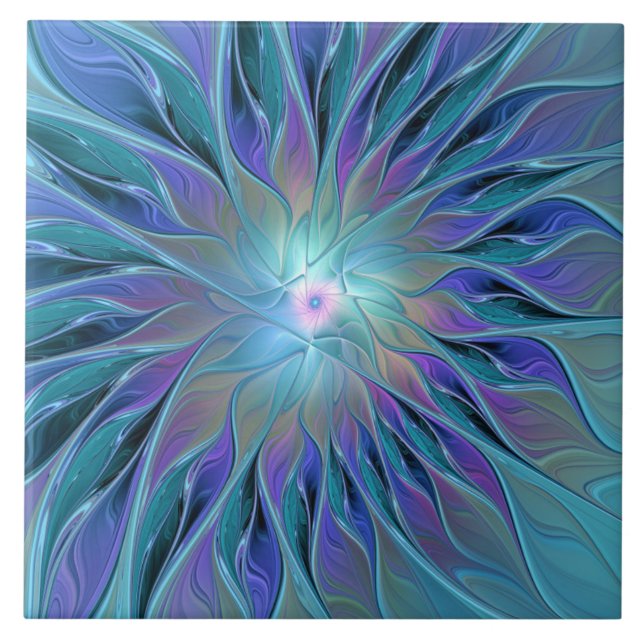 Arte Fractal Abstrato de Sonho Roxo Azul (Frente)