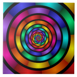 Arte Fractal Arredondada e Psicodélica Colorida M