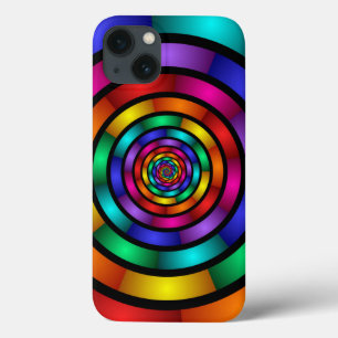 Arte Fractal Arredondada e Psicodélica Colorida Mo