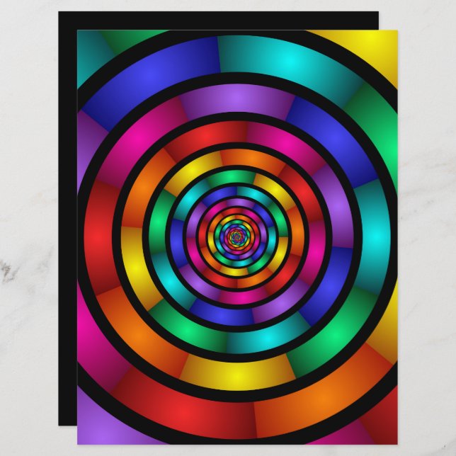 Arte Fractal Arredondada e Psicodélica Colorida Mo (Frente/Verso)