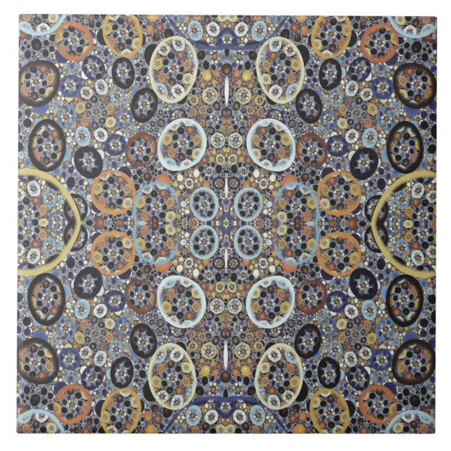 Arte Fractal Azul-Abstrato Azul-Dourada (Frente)