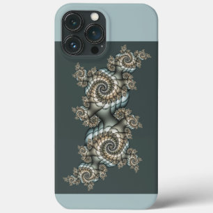 Arte fractal azul claro bege abstrato espirais