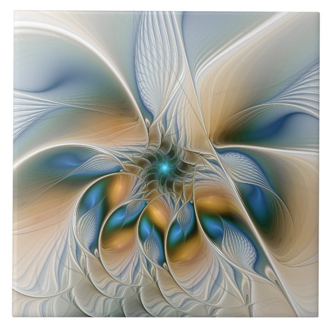 Arte fractal de fantasia abstrata azulada (Frente)