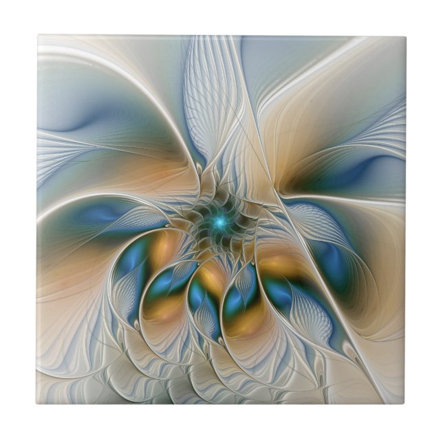 Arte fractal de fantasia abstrata azulada (Frente)