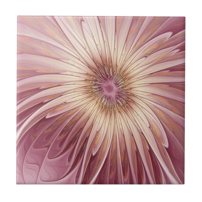 Arte fractal de flor abstrata e tons de Borgonha (Frente)
