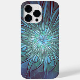 Arte Fractal de Flor Azul Moderno, Abstrato Trendy