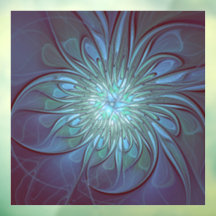 Arte Fractal de Flor Azul Moderno, Abstrato Trendy